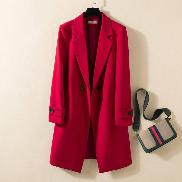 Relaxed Fit Thigh-Length Double-Breasted Coat for Women – Stylish &amp; Cozy Everyday Wear Caliboot
