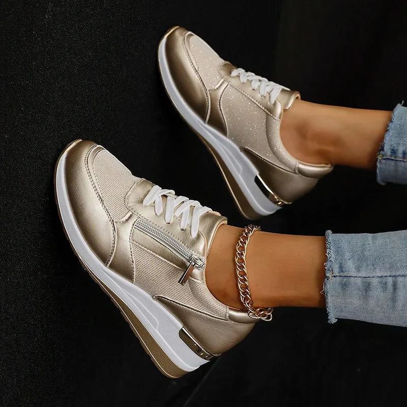 Sneakers Platform Donna | Effetto Metallico Trendy 4