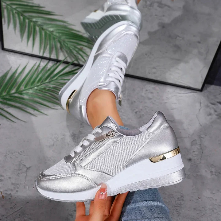 Sneakers Platform Donna | Effetto Metallico Trendy 10