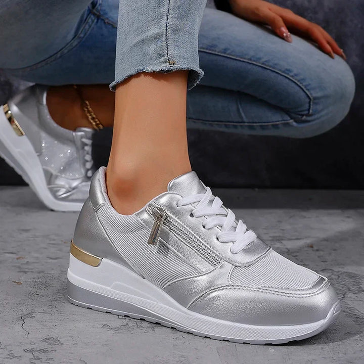 Sneakers Platform Donna | Effetto Metallico Trendy 13