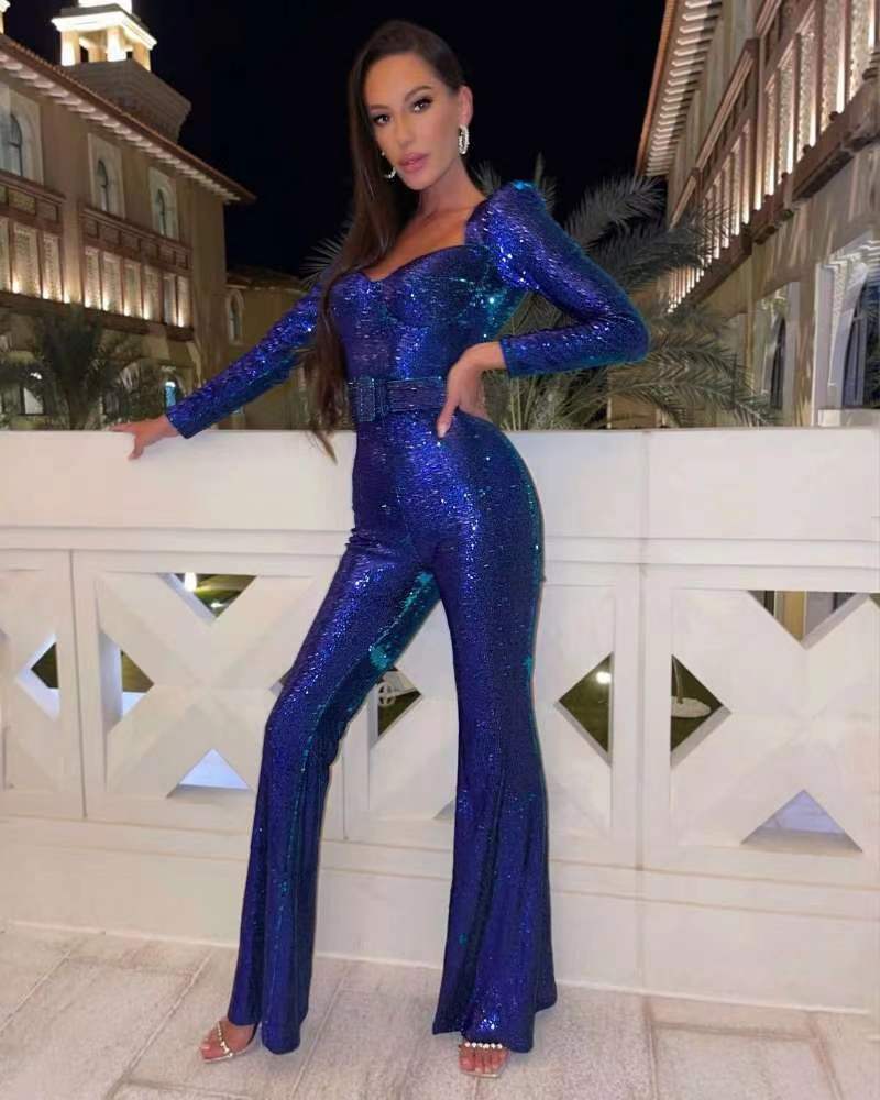 Women's Sequin Jumpsuit | Long Sleeve & Party Ready 1