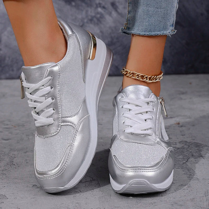 Sneakers Platform Donna | Effetto Metallico Trendy 8
