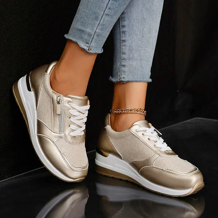 Sneakers Platform Donna | Effetto Metallico Trendy 3