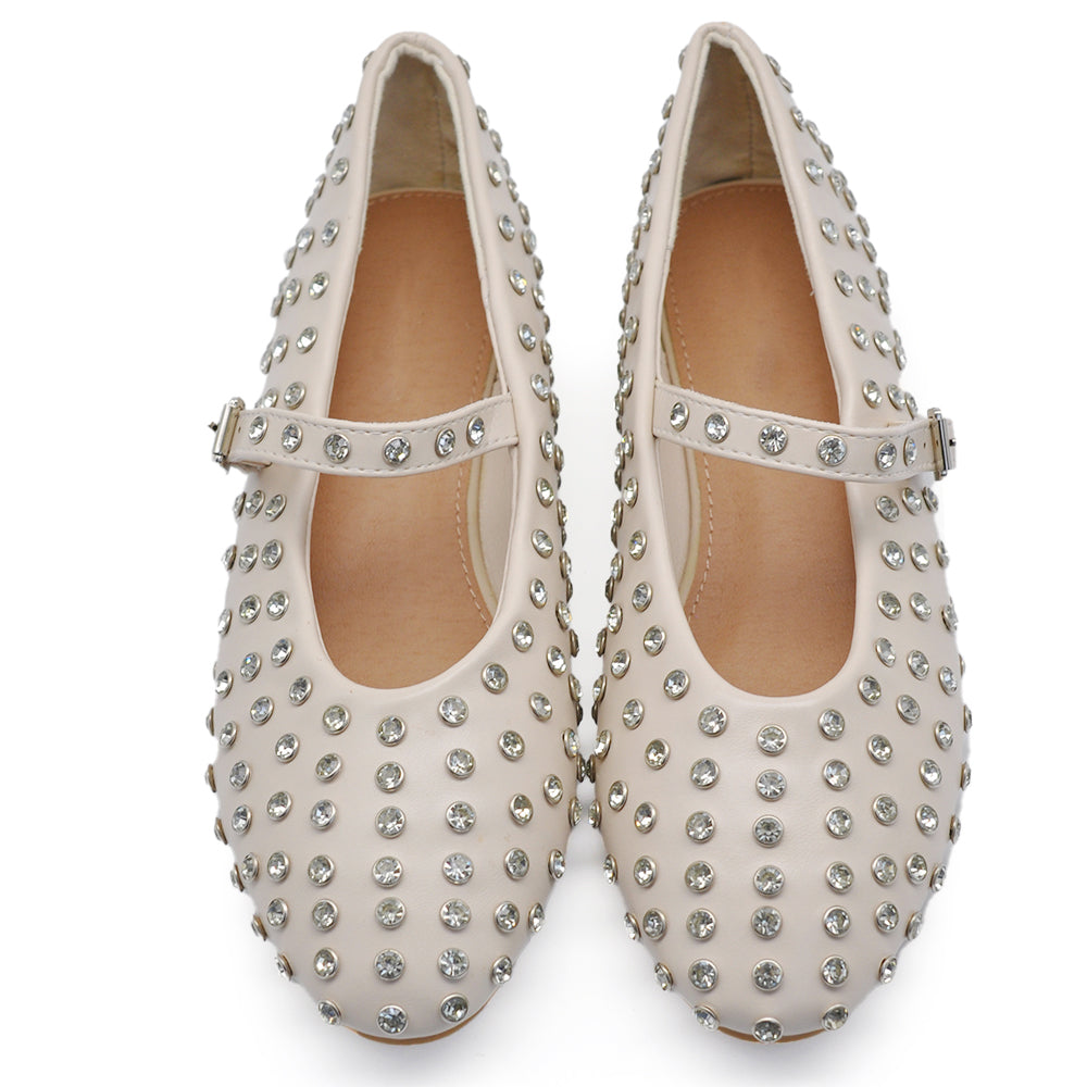 Sandali Ballerine Donna | Strass All-Over & Cinturino alla Caviglia