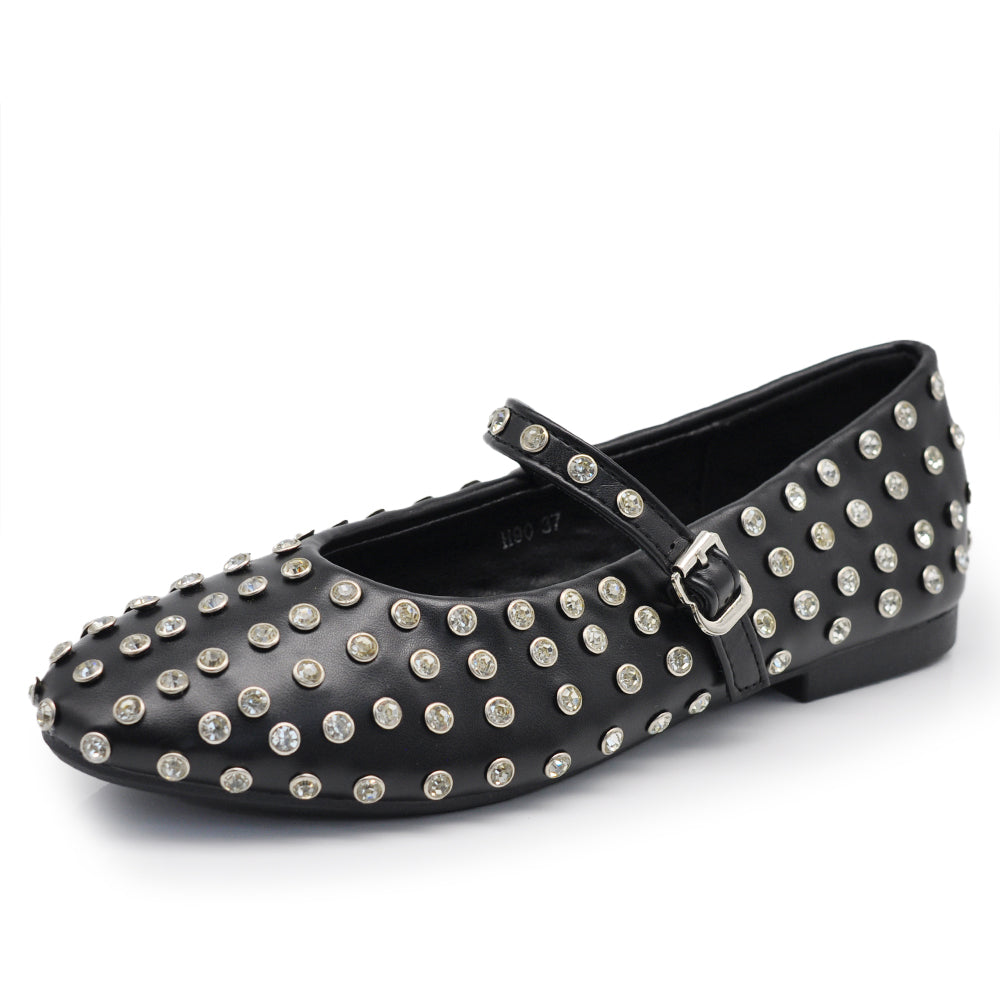 Sandali Ballerine Donna | Strass All-Over & Cinturino alla Caviglia