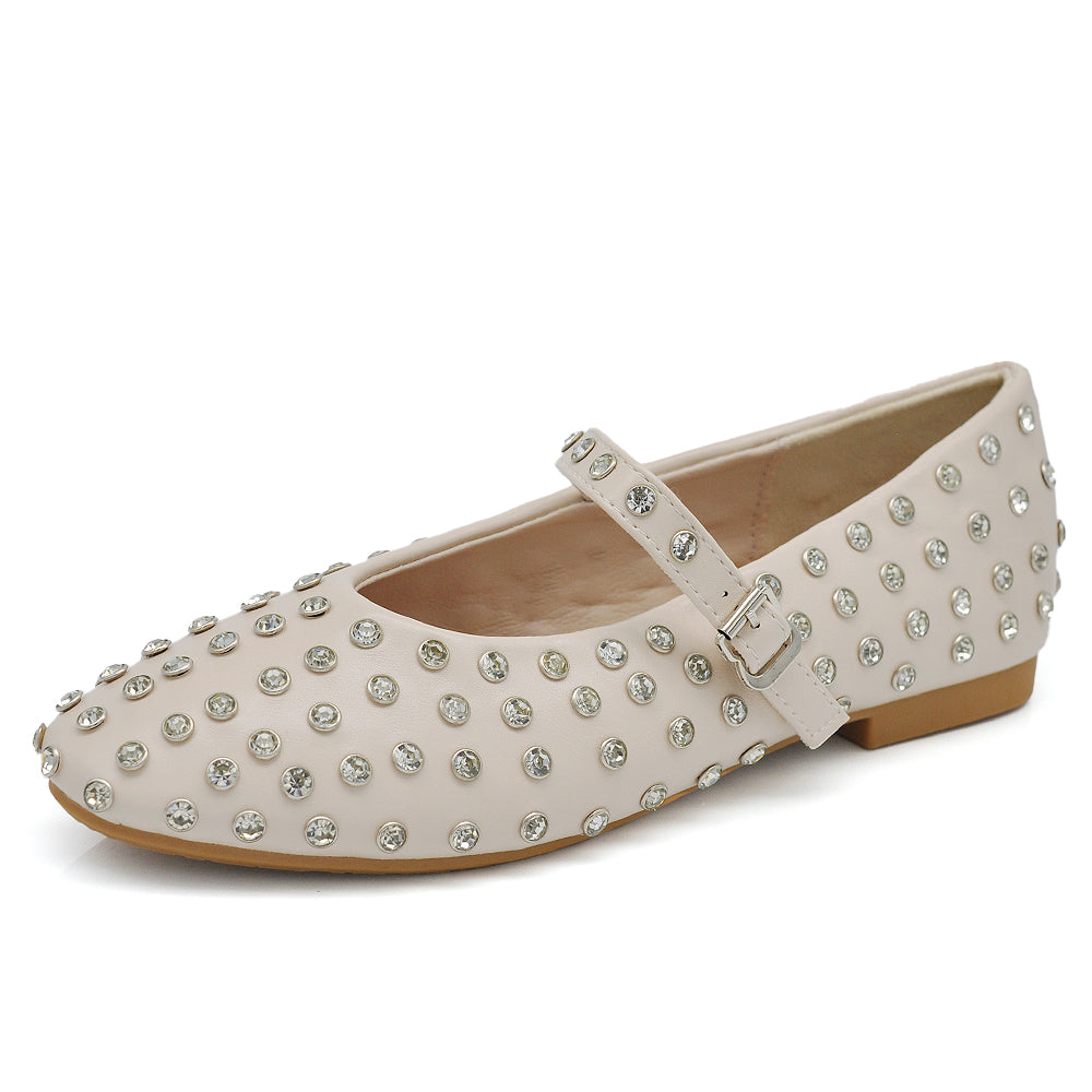 Sandali Ballerine Donna | Strass All-Over & Cinturino alla Caviglia