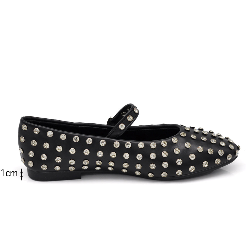 Sandali Ballerine Donna | Strass All-Over & Cinturino alla Caviglia