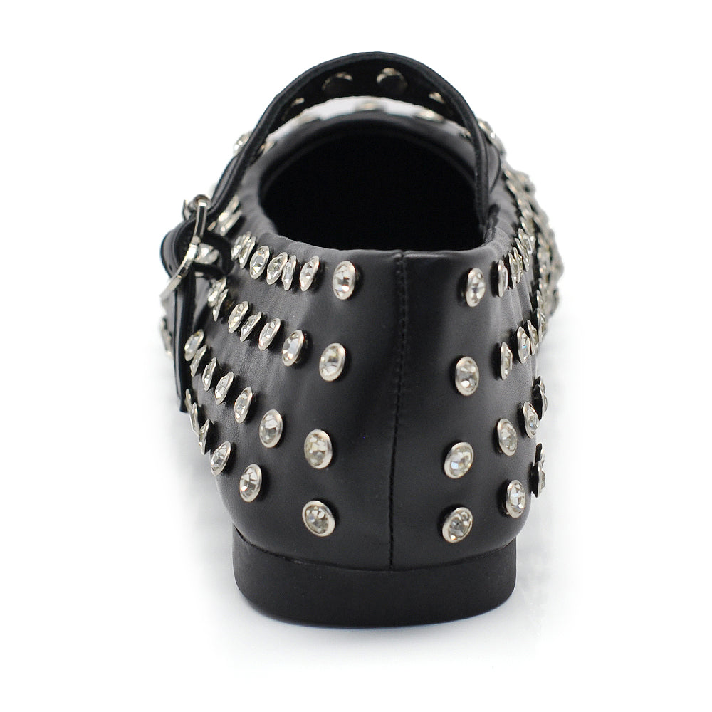 Sandali Ballerine Donna | Strass All-Over & Cinturino alla Caviglia
