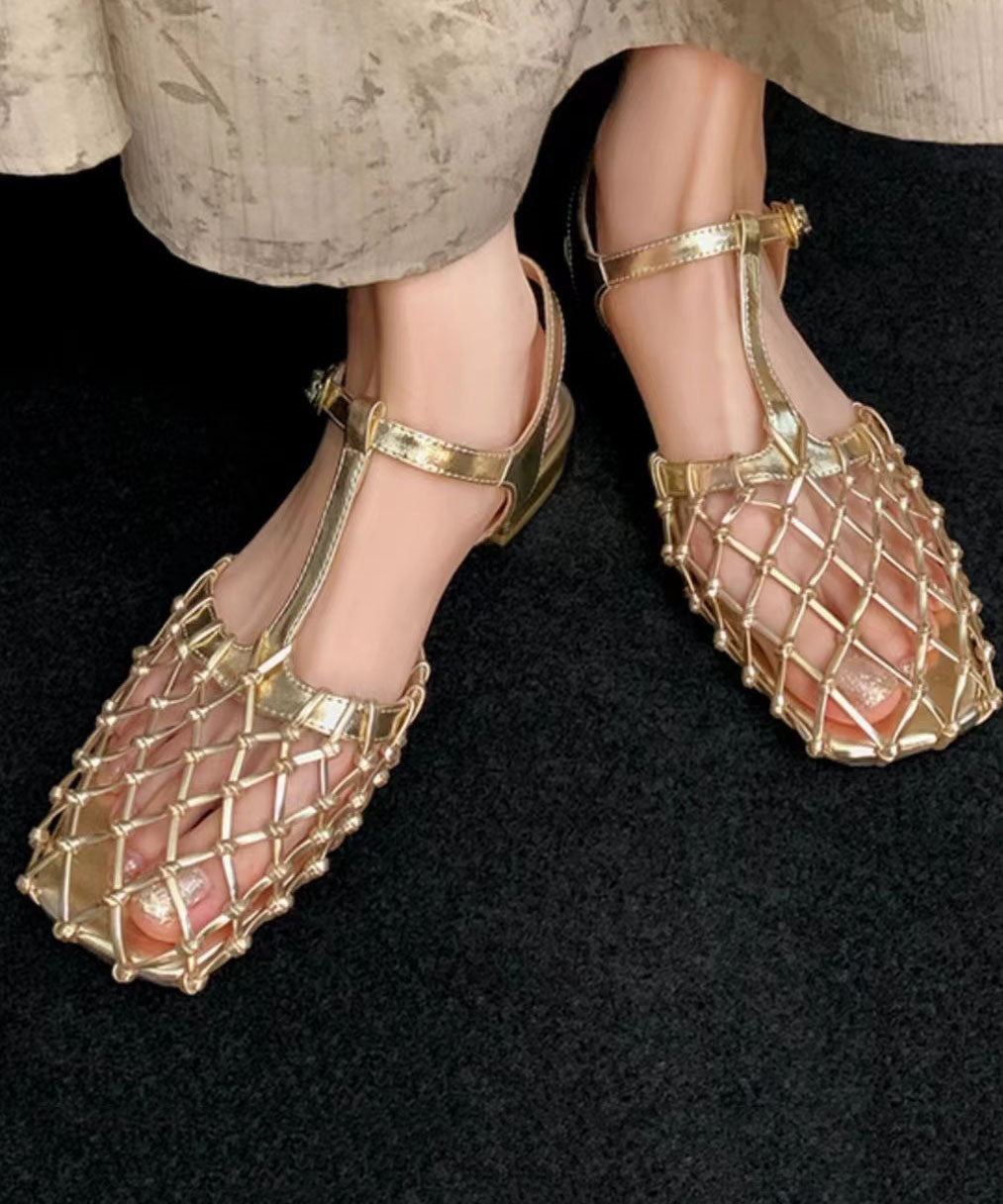 Sandali Donna | Flat con Tomaia a Rete & Cinturino Argentato