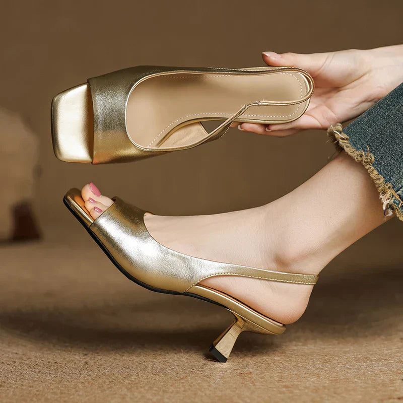 Sandali Donna con Tacco | Slingback Elegante & Punta Quadrata Chic