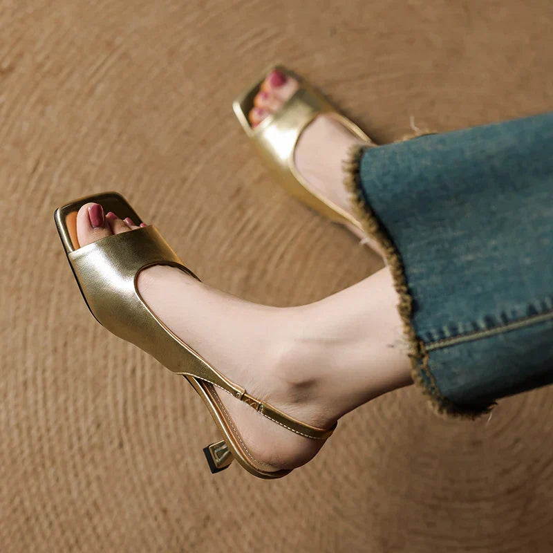 Sandali Donna con Tacco | Slingback Elegante & Punta Quadrata Chic
