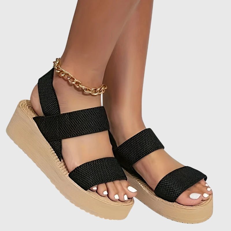 Sandali con Zeppa Donna | Doppia Fascia & Platform Rafia Boho