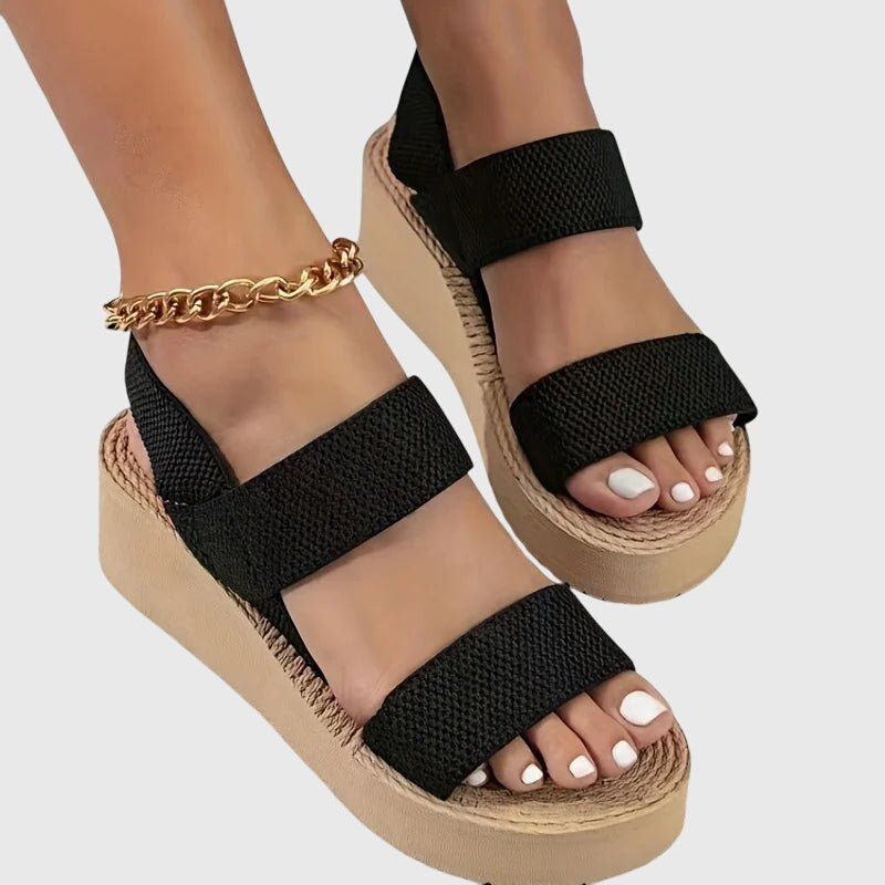 Sandali con Zeppa Donna | Doppia Fascia & Platform Rafia Boho