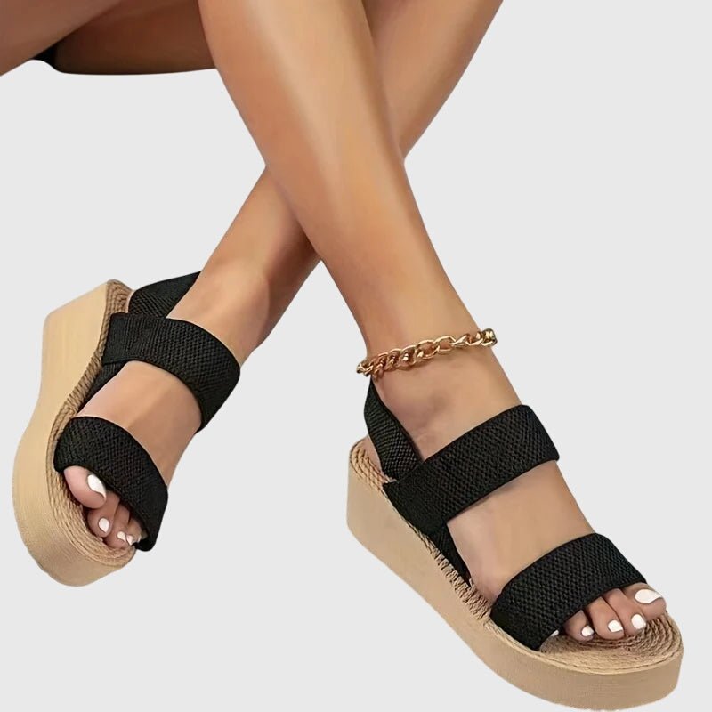 Sandali con Zeppa Donna | Doppia Fascia & Platform Rafia Boho