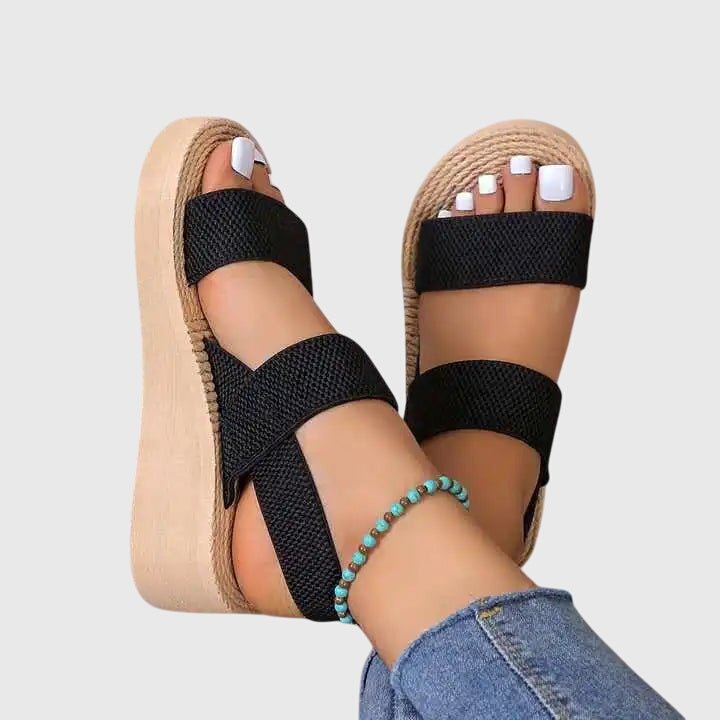 Women's Wedge Sandals | Double Strap & Boho Raffia Platform
