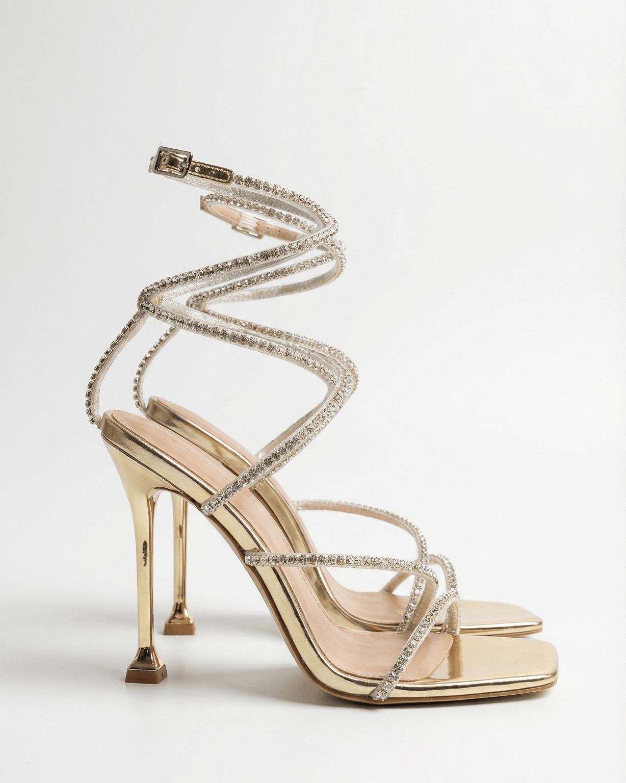 Sandali Donna con Tacco Cristalli Cinturino Caviglia Stiletto 0