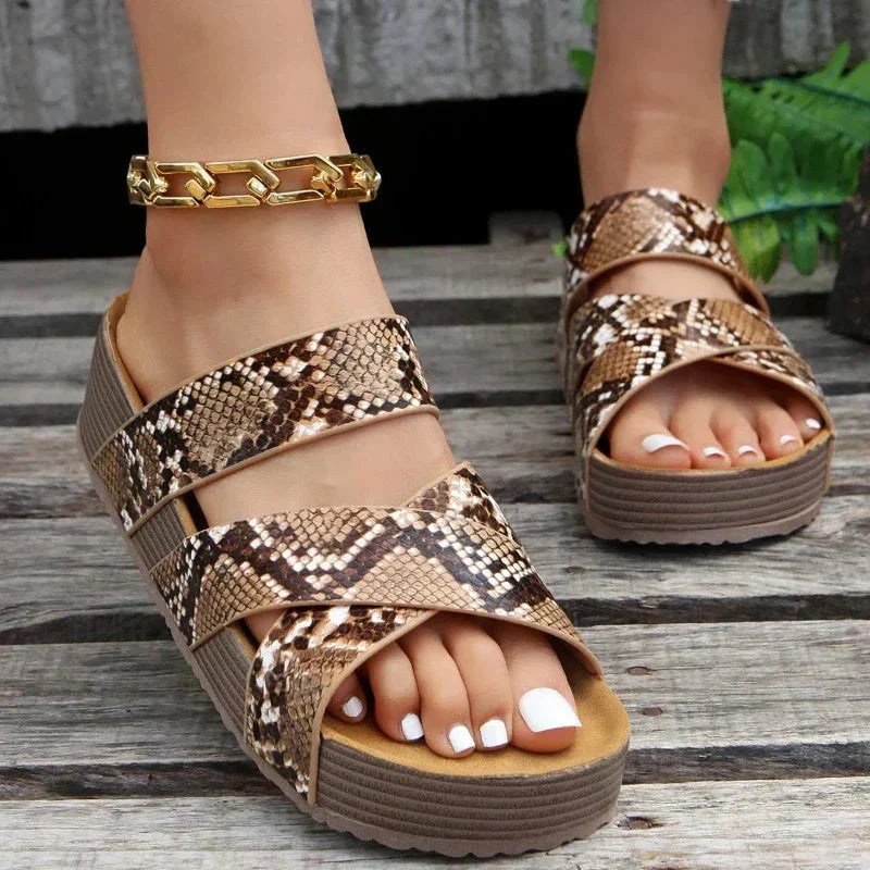 Sandalo con Zeppa Elegante Donna | Platform stabile & Fasce incrociate slancianti