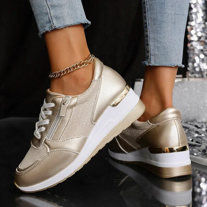 Sneakers Platform Donna | Effetto Metallico Trendy 5