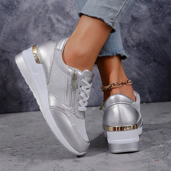 Sneakers Platform Donna | Effetto Metallico Trendy 12