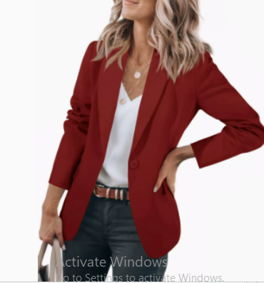 Dames Getailleerde Blazer – Effen Model met Lange Mouwen Donkerrood / S - AIDA LENA