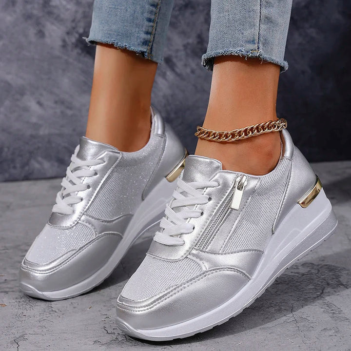 Sneakers Platform Donna | Effetto Metallico Trendy 9