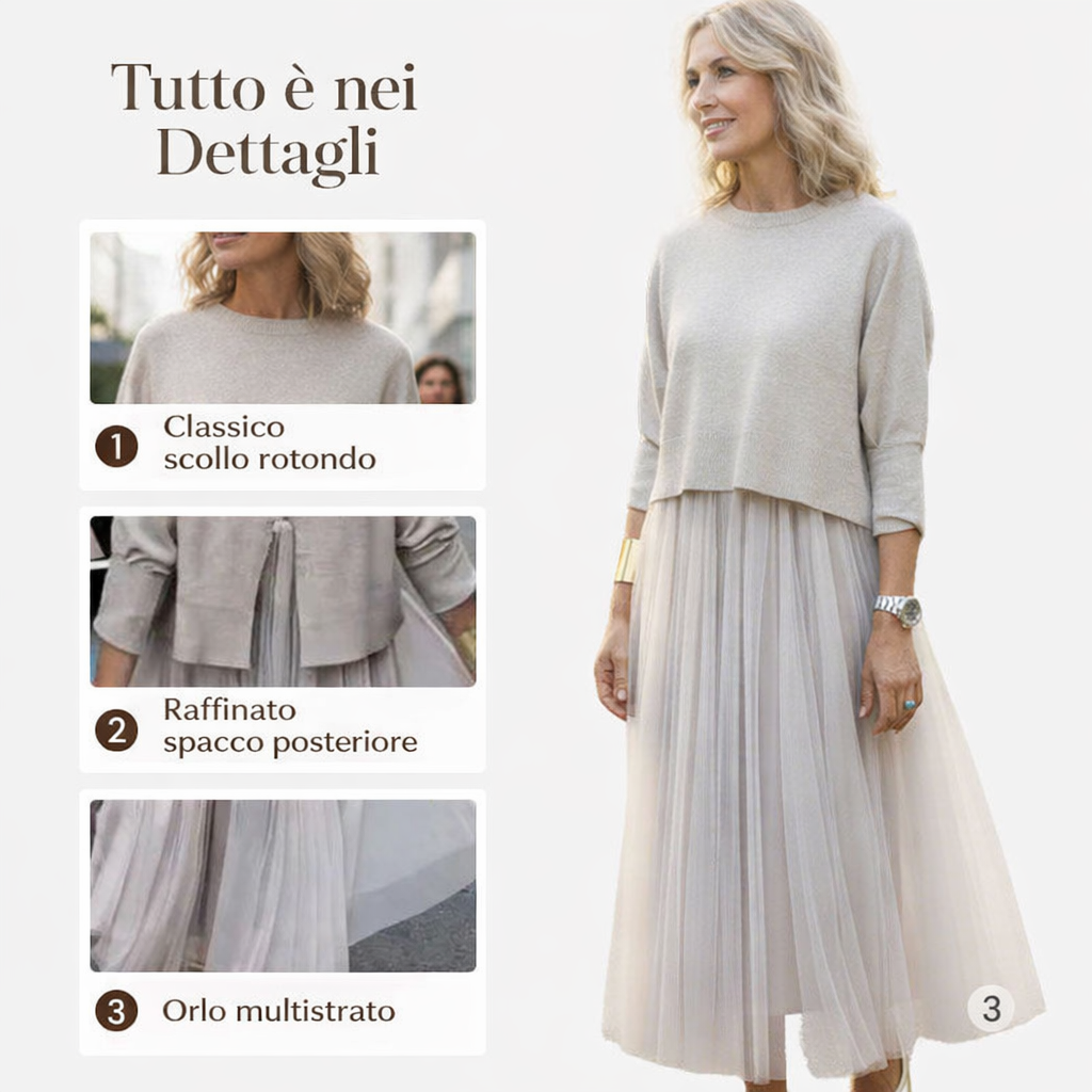 Set Coordinato Donna | Gonna in Tulle & Top Elegante a Maniche Lunghe