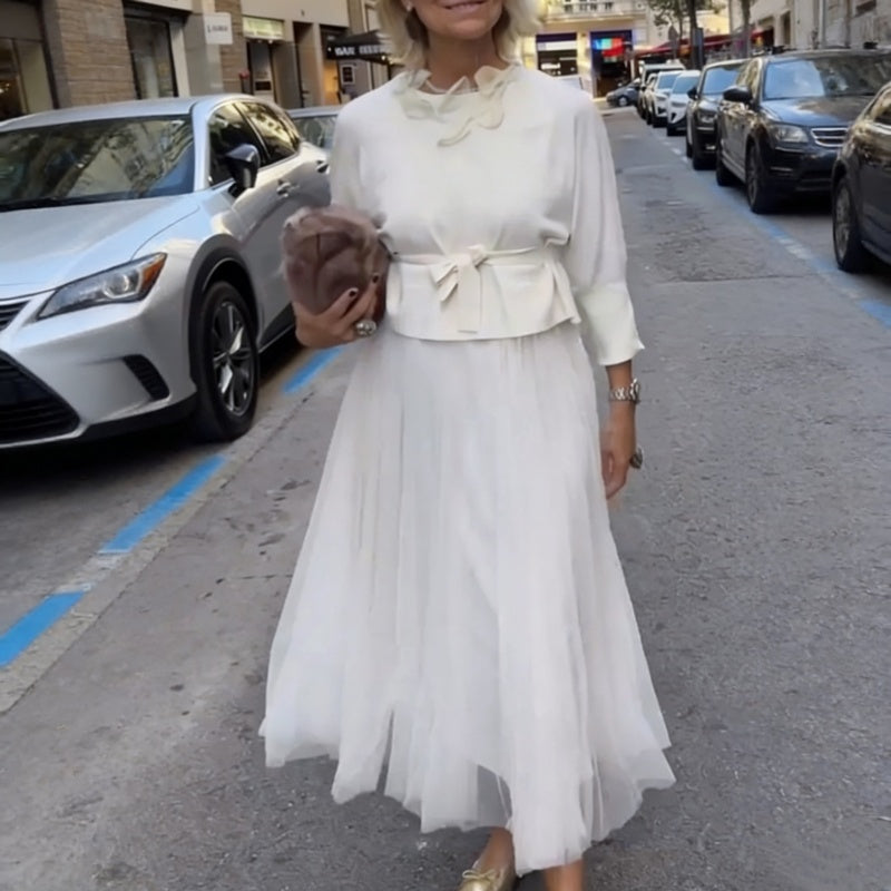 Set Coordinato Donna | Gonna in Tulle & Top Elegante a Maniche Lunghe