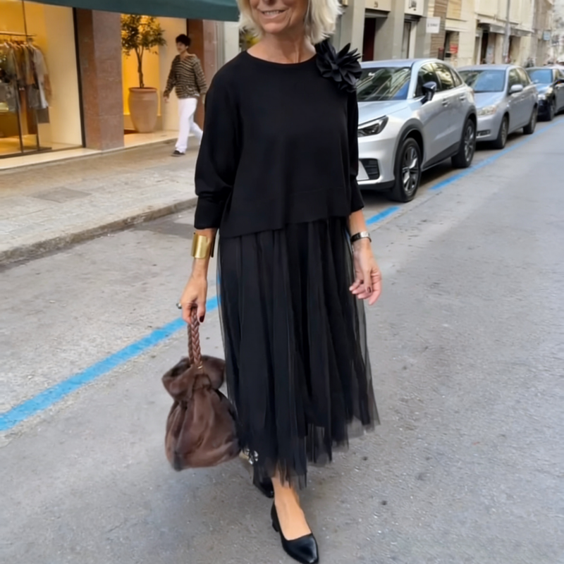 Set Coordinato Donna | Gonna in Tulle & Top Elegante a Maniche Lunghe