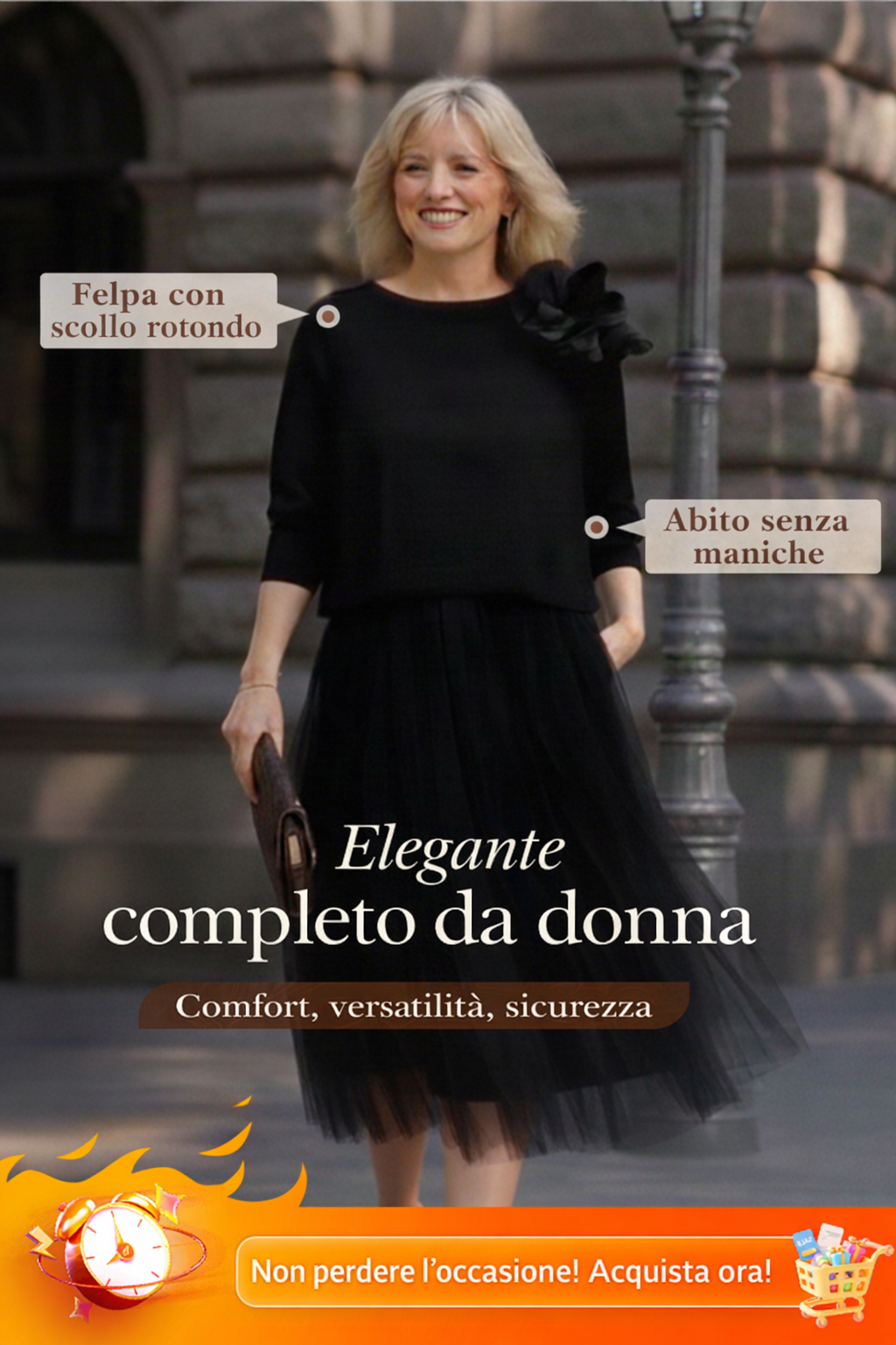Set Coordinato Donna | Gonna in Tulle & Top Elegante a Maniche Lunghe