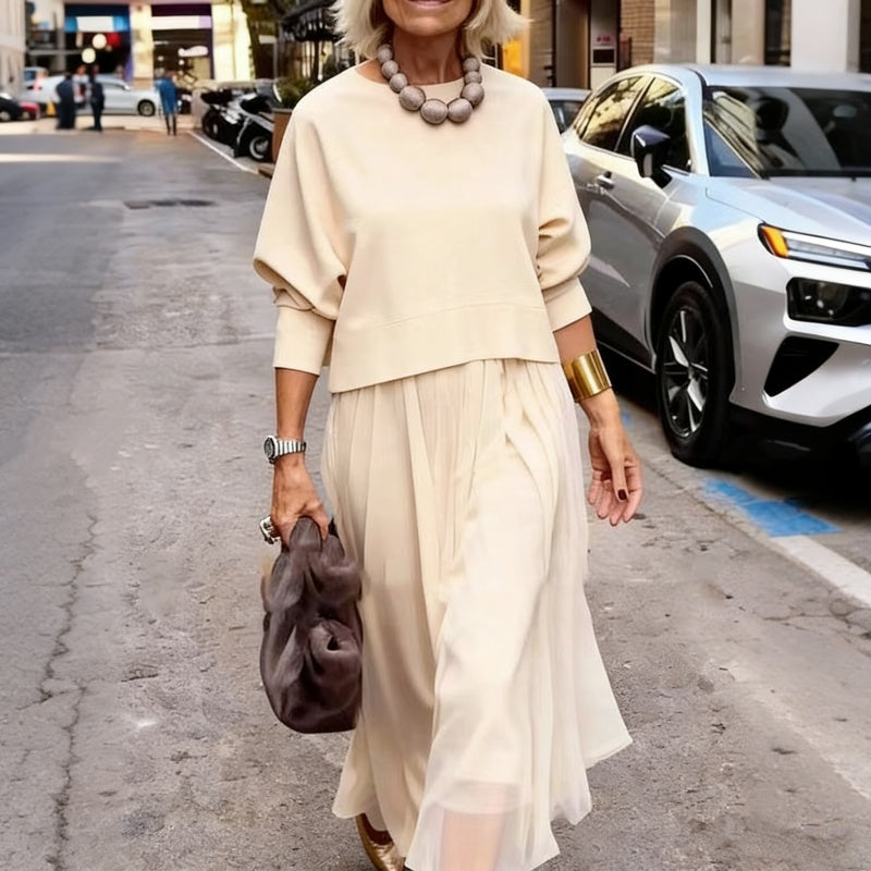 Set Coordinato Donna | Gonna in Tulle & Top Elegante a Maniche Lunghe