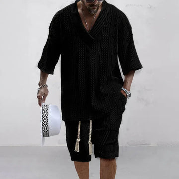 Set Coordinato Uomo | Maglia con Texture a Trecce & Shorts con Coulisse