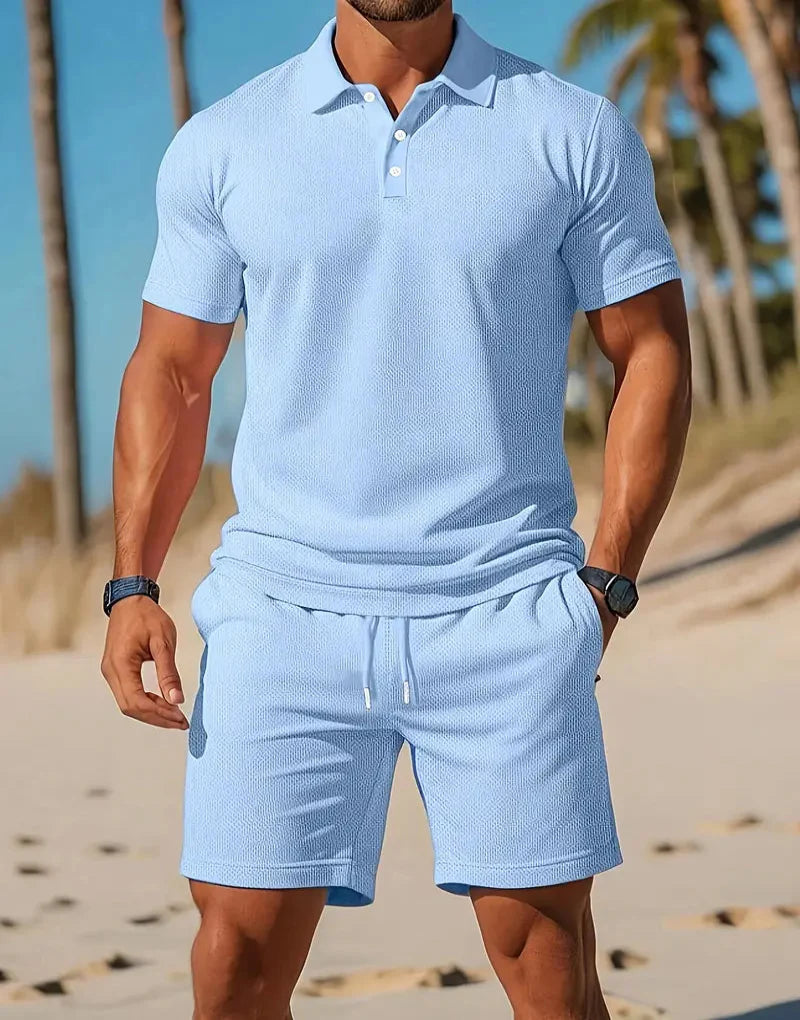 Set Coordinato Uomo | Polo Waffle & Shorts con Cordoncino Abbinati