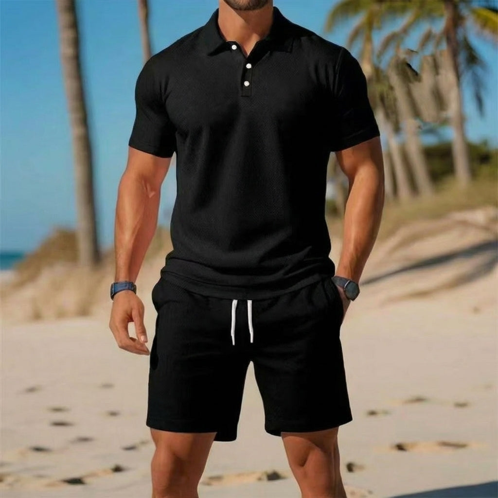 Set Coordinato Uomo | Polo Waffle & Shorts con Cordoncino Abbinati