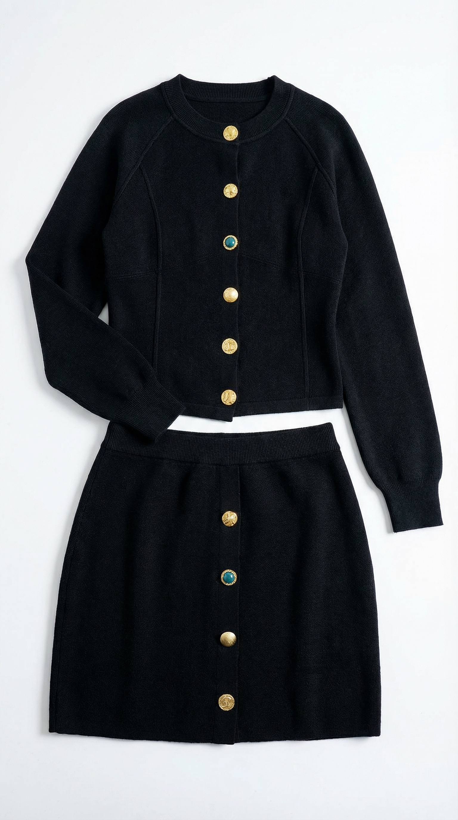 Set Donna Cardigan e Gonna in Maglia Coordinato Bottoni 4