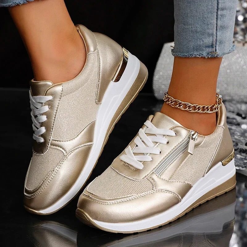 Sneakers Platform Donna | Effetto Metallico Trendy 2
