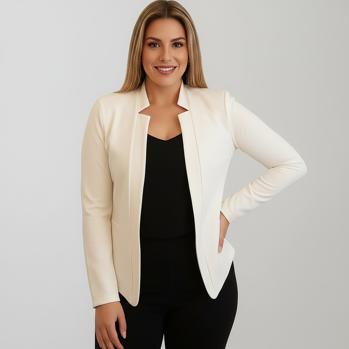 Dames Slim Fit Blazer – Getailleerd Model met Klassieke Revers Wit / S - AIDA LENA
