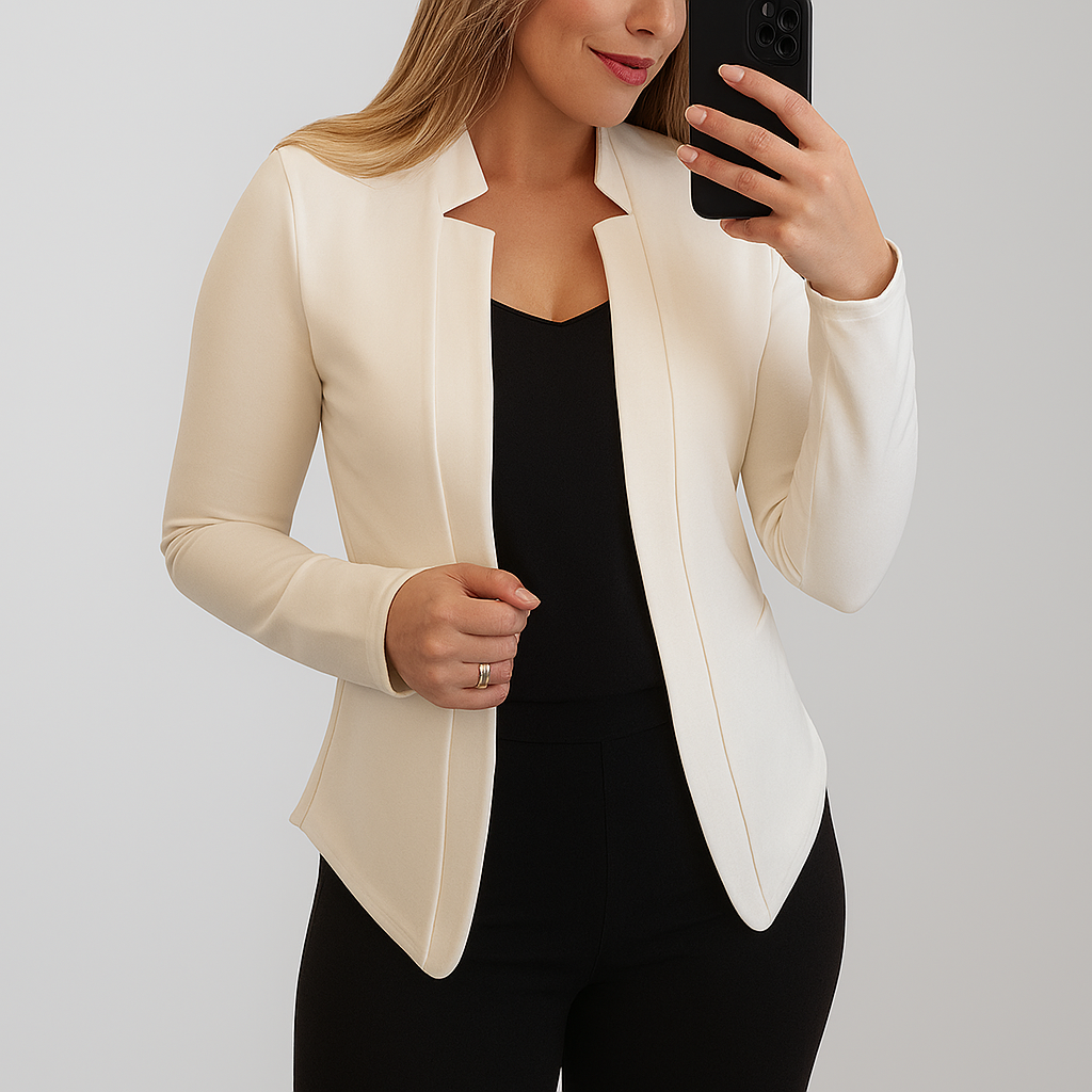 Dames Slim Fit Blazer – Getailleerd Model met Klassieke Revers Blauw / S - AIDA LENA