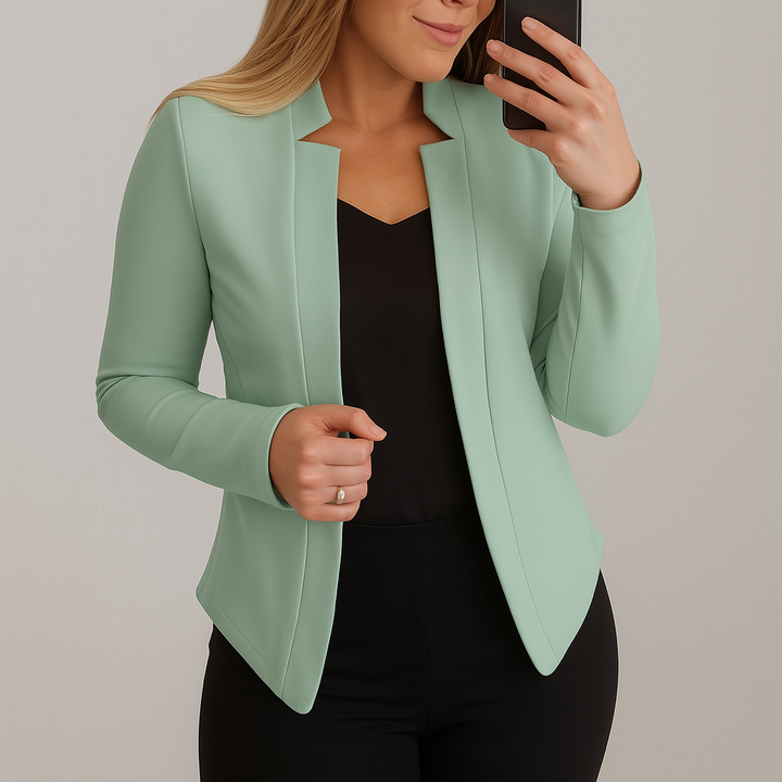 Dames Slim Fit Blazer – Getailleerd Model met Klassieke Revers Lichtgroen / S - AIDA LENA