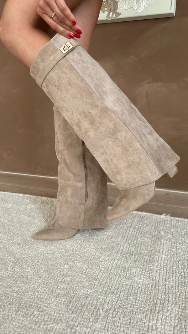 Stivali da Donna – Alti fino al Ginocchio in Camoscio o Ecopelle con Tacco a Blocco e Chiusura Lampo per Look Eleganti 5