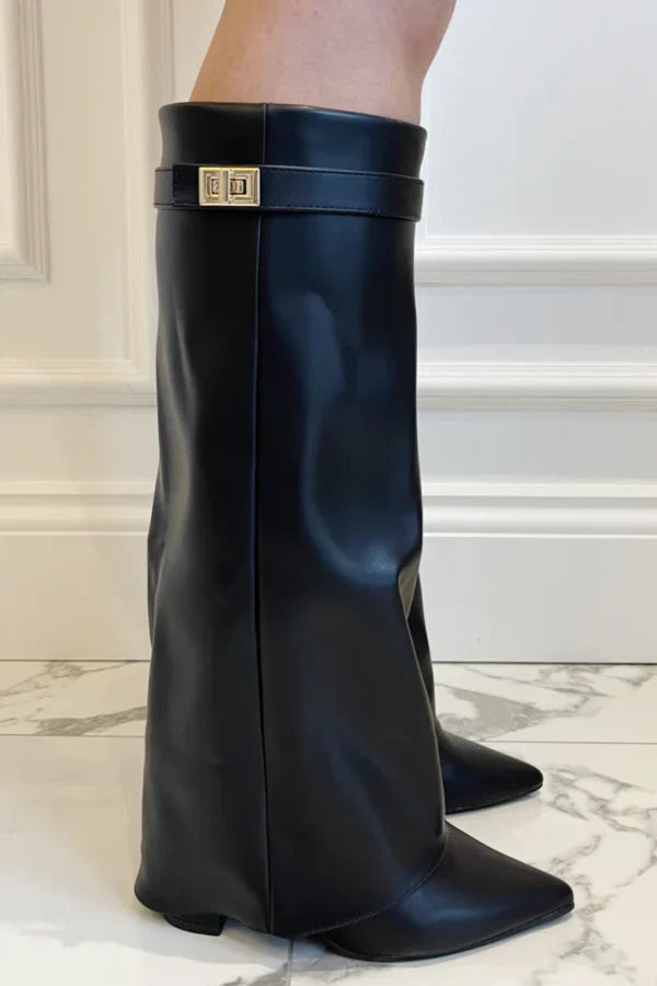 Stivali da Donna – Alti fino al Ginocchio in Camoscio o Ecopelle con Tacco a Blocco e Chiusura Lampo per Look Eleganti 6