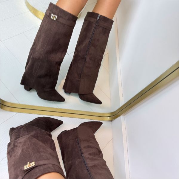 Stivali da Donna – Alti fino al Ginocchio in Camoscio o Ecopelle con Tacco a Blocco e Chiusura Lampo per Look Eleganti 7