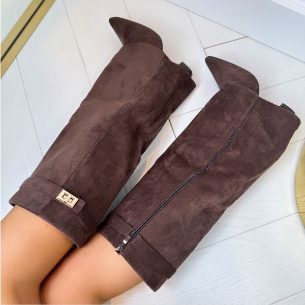 Stivali da Donna – Alti fino al Ginocchio in Camoscio o Ecopelle con Tacco a Blocco e Chiusura Lampo per Look Eleganti 8