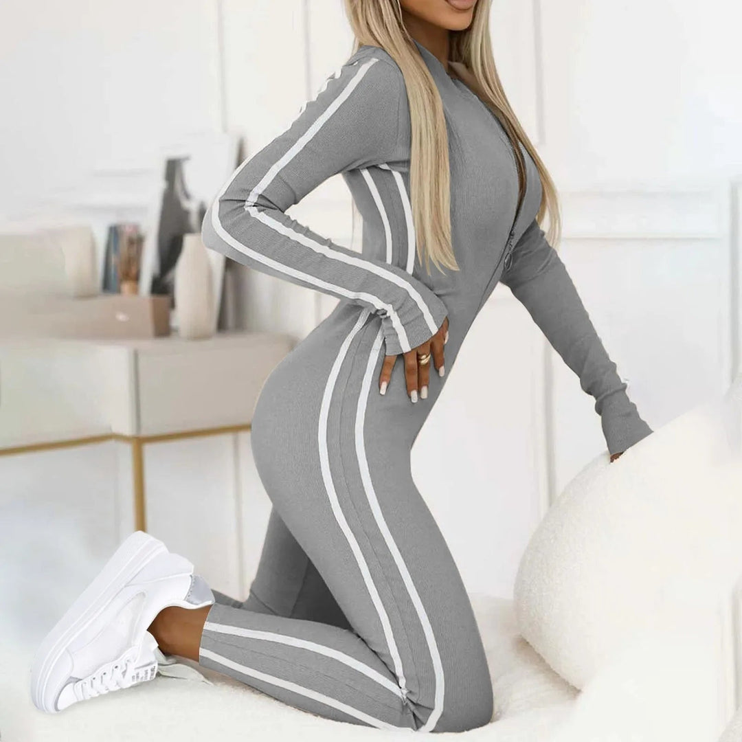 Dames Lounge Jumpsuit – Aansluitende Pasvorm met Comfortabel Model Zwart / S - AIDA LENA