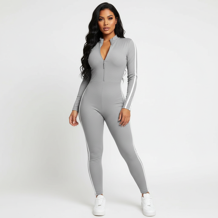 Dames Lounge Jumpsuit – Aansluitende Pasvorm met Comfortabel Model Grijs / S - AIDA LENA