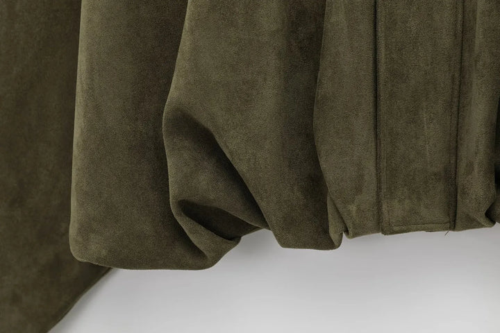 Dames Oversized Suède Jasje – Knoopsluiting met Relaxte Pasvorm Groen / XS - AIDA LENA