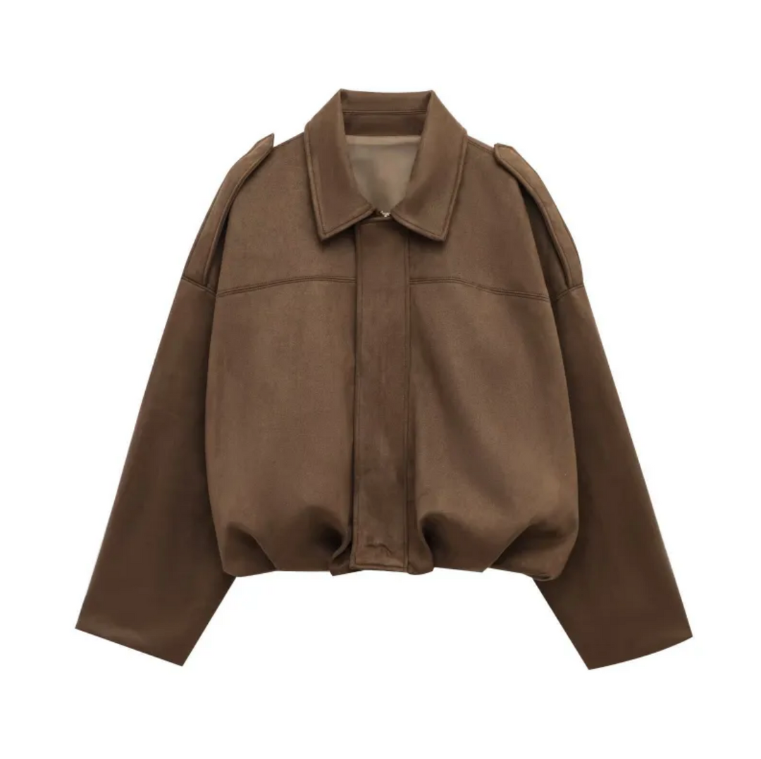 Dames Oversized Suède Jasje – Knoopsluiting met Relaxte Pasvorm Groen / XS - AIDA LENA