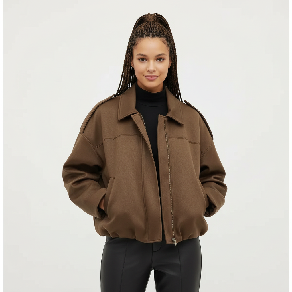 Dames Oversized Suède Jasje – Knoopsluiting met Relaxte Pasvorm Bruin / XS - AIDA LENA