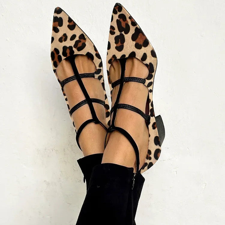 Tacco Donna | Stampa Leopardata & Cinturini a T con Fibbia