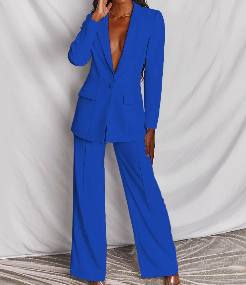 Tailleur elegante con dettagli ricamati Donna | Scollatura Profonda & Silhouette Slanciata