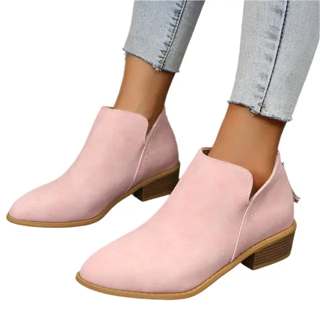 Tapered Silhouette Low Heel Boots for Women – Stylish &amp; Comfortable